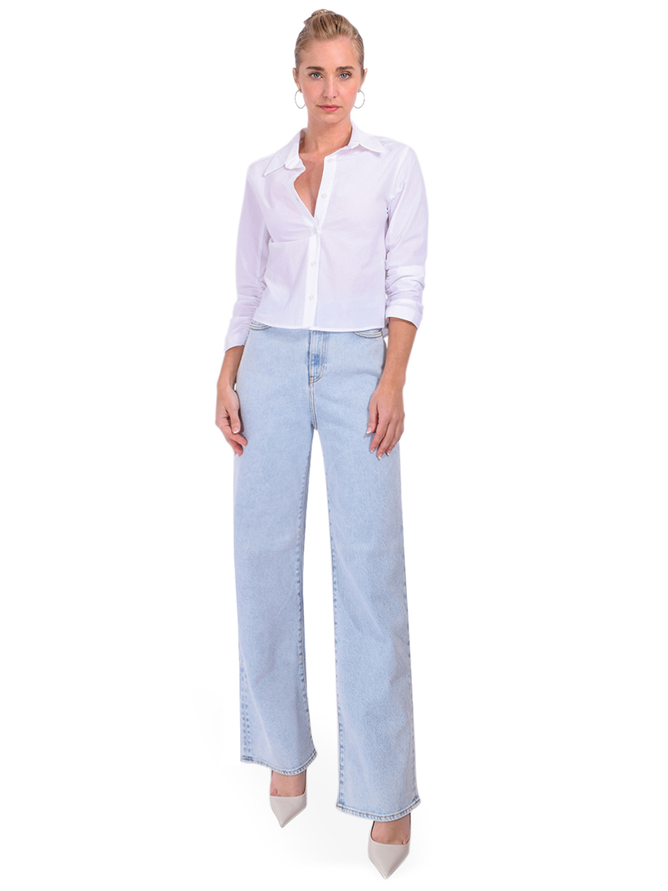 DREW Adelynn Button Down Top in White Full Outfit 