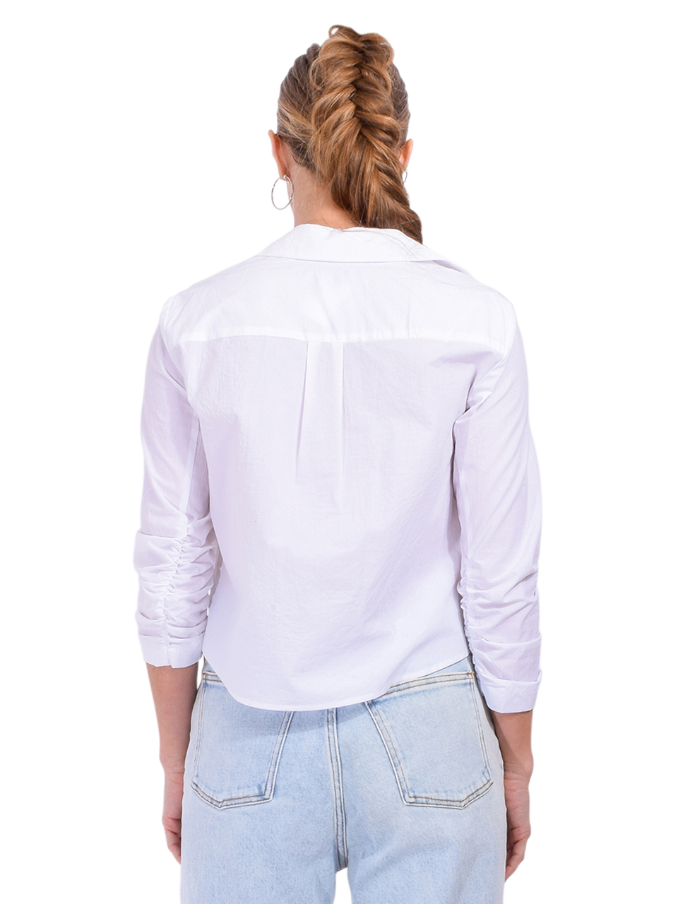 DREW Adelynn Button Down Top in White Back View 