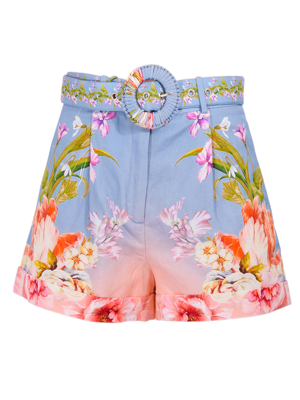 Hemant & Nandita Short With Buckle Belt in Pink Blue Mix Product Shot 
