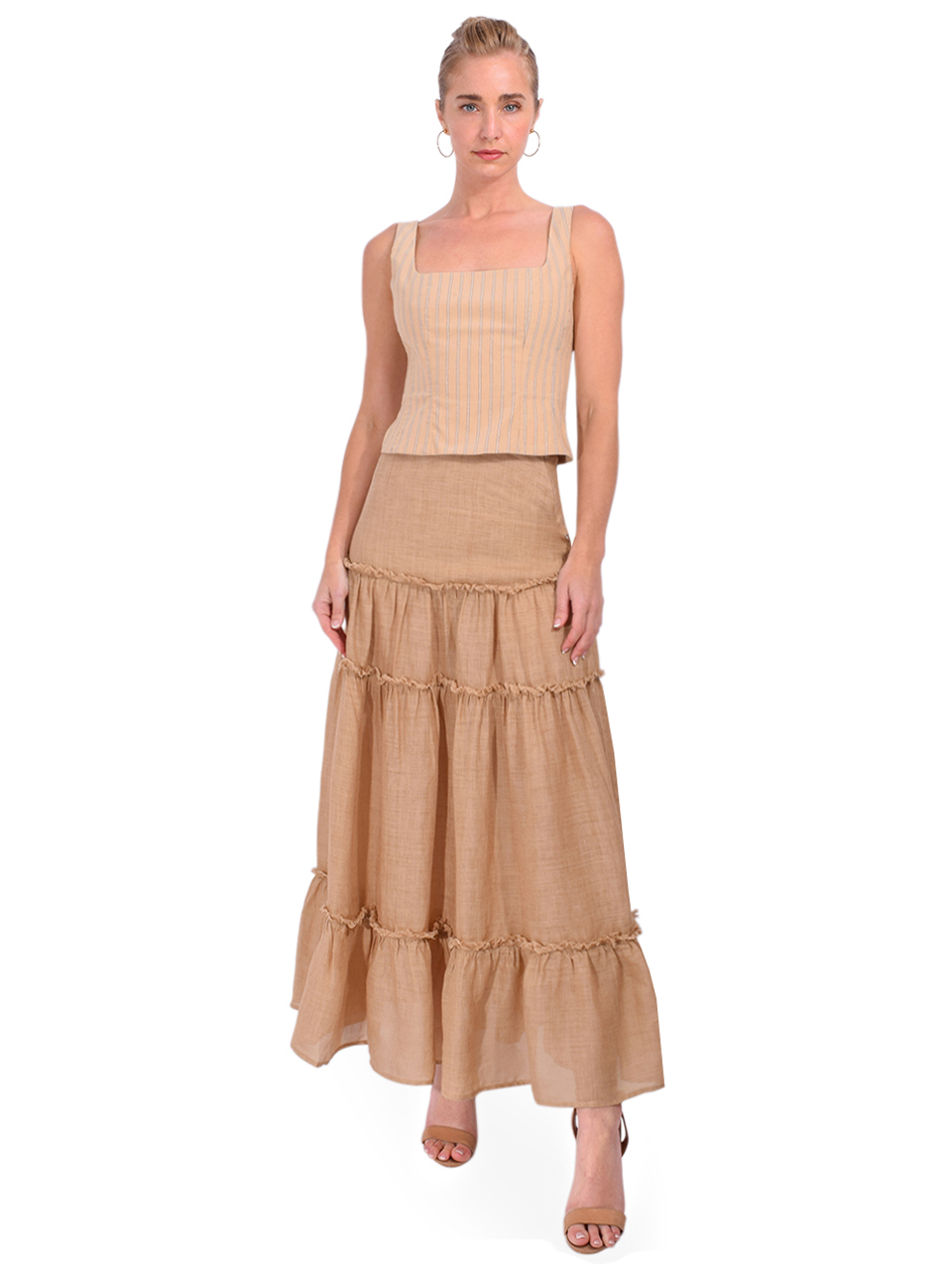 Ottod'Ame Ramie Long Skirt in Beige Full Outfit 