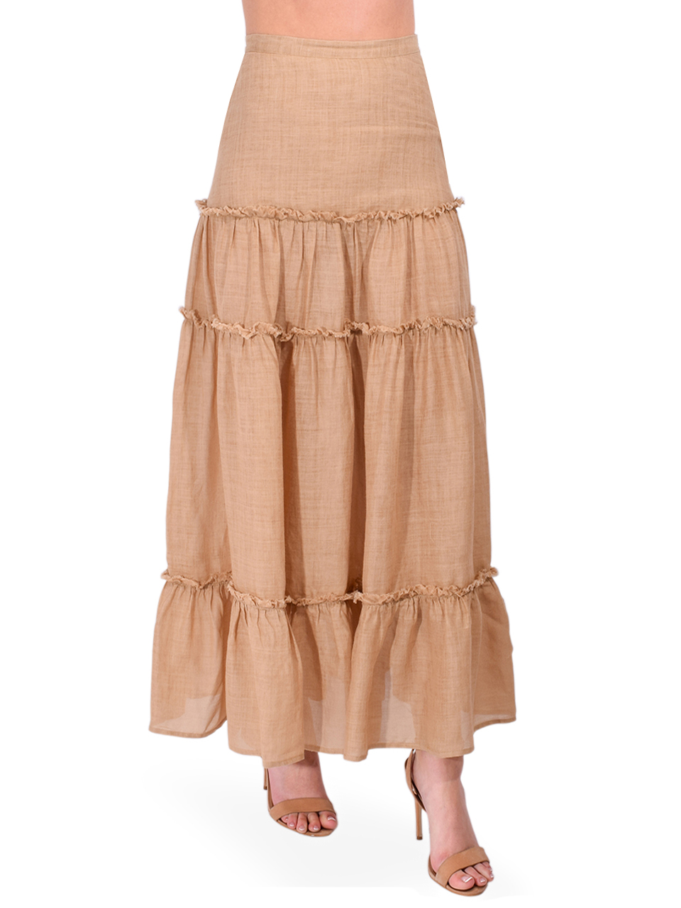 Ottod'Ame Ramie Long Skirt in Beige Side View 