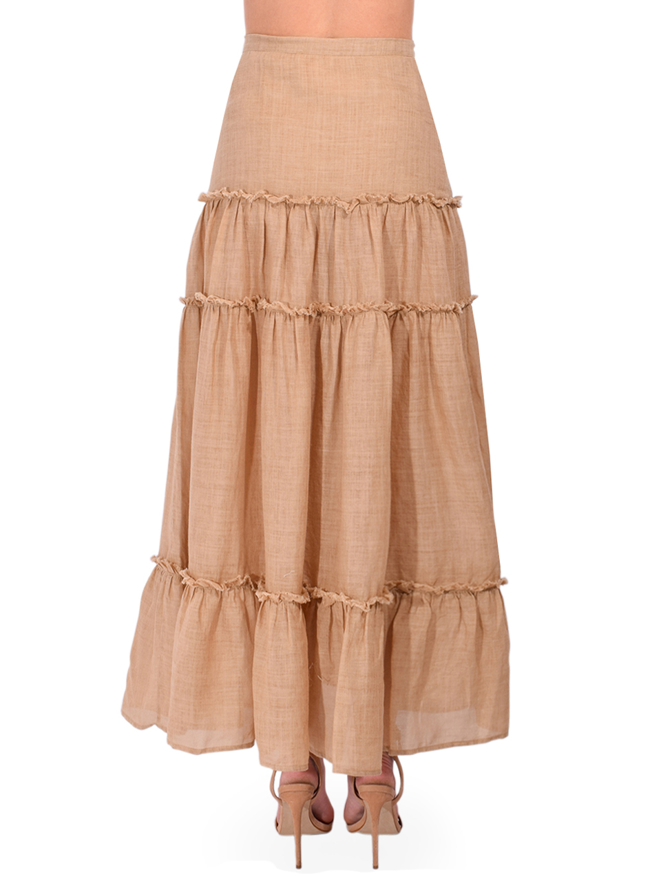 Ottod'Ame Ramie Long Skirt in Beige Back View 