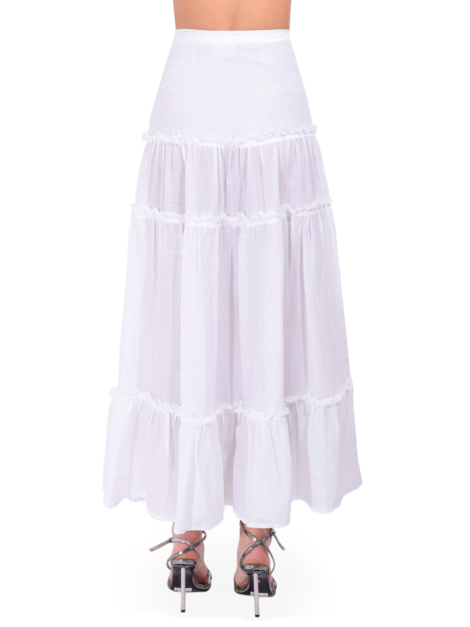 Ottod'Ame Ramie Long Skirt in White Back View 