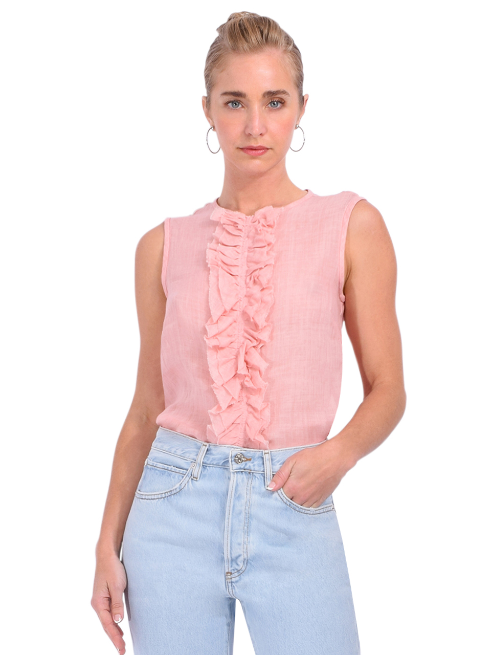 Ottod'Ame Ramie Top in Pink Front View 