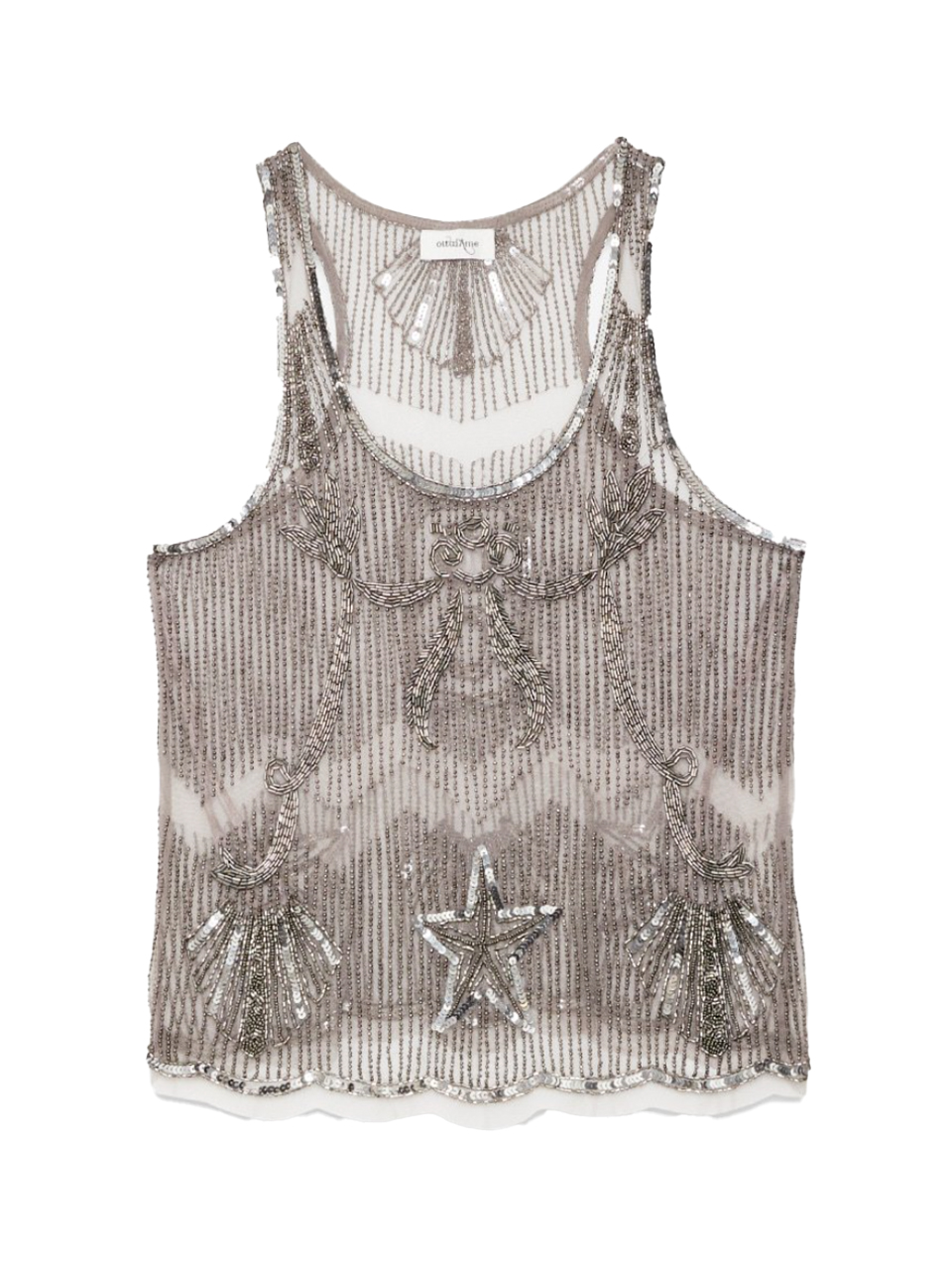 Ottod'Ame Tulle Tank Top with Embroidery Product Shot 