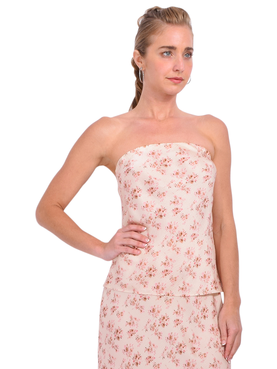 CAMI NYC Prima Hammered Silk Strapless Camisole in Dutch Fields Side View 