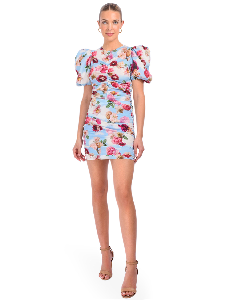 Fleur du Mal Georgette Ruched Skirt in Dreamy Floral Print Full Outfit 