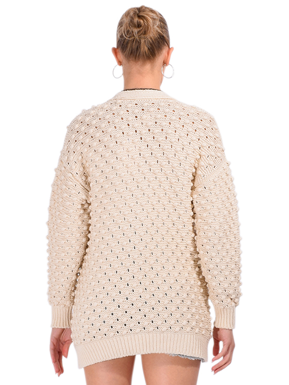 FRAME The Bauble Cardigan in Cream Back View 