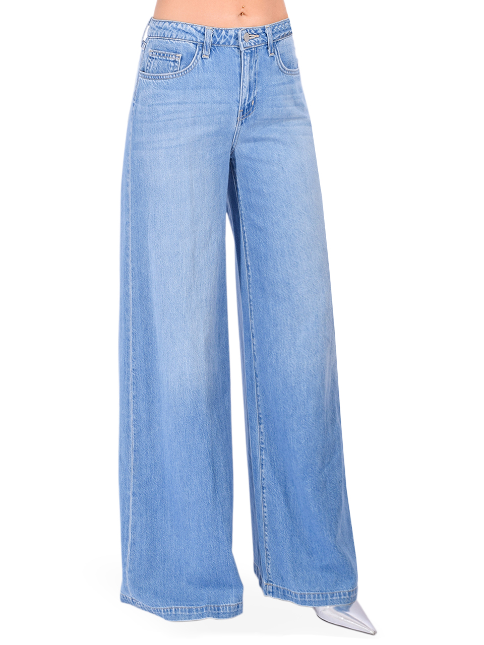 L'Agence Quincy Wide-Leg Jean in Caster Side View 