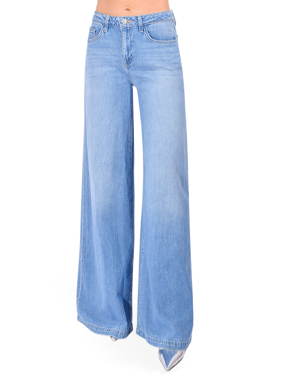 L'Agence Quincy Wide-Leg Jean in Caster Front View 