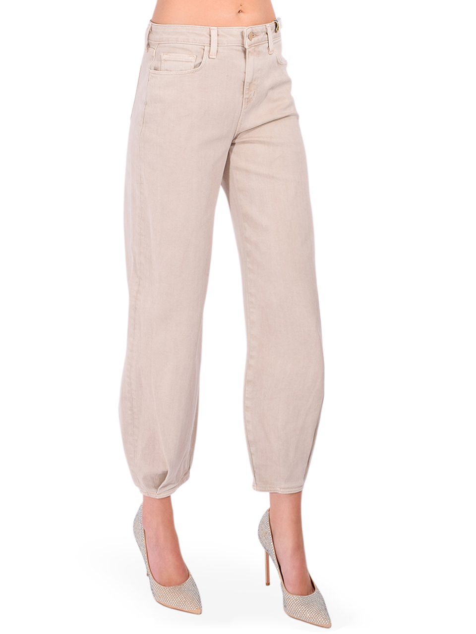 L'Agence Krista Tapered Jean in Biscuit Side View 
