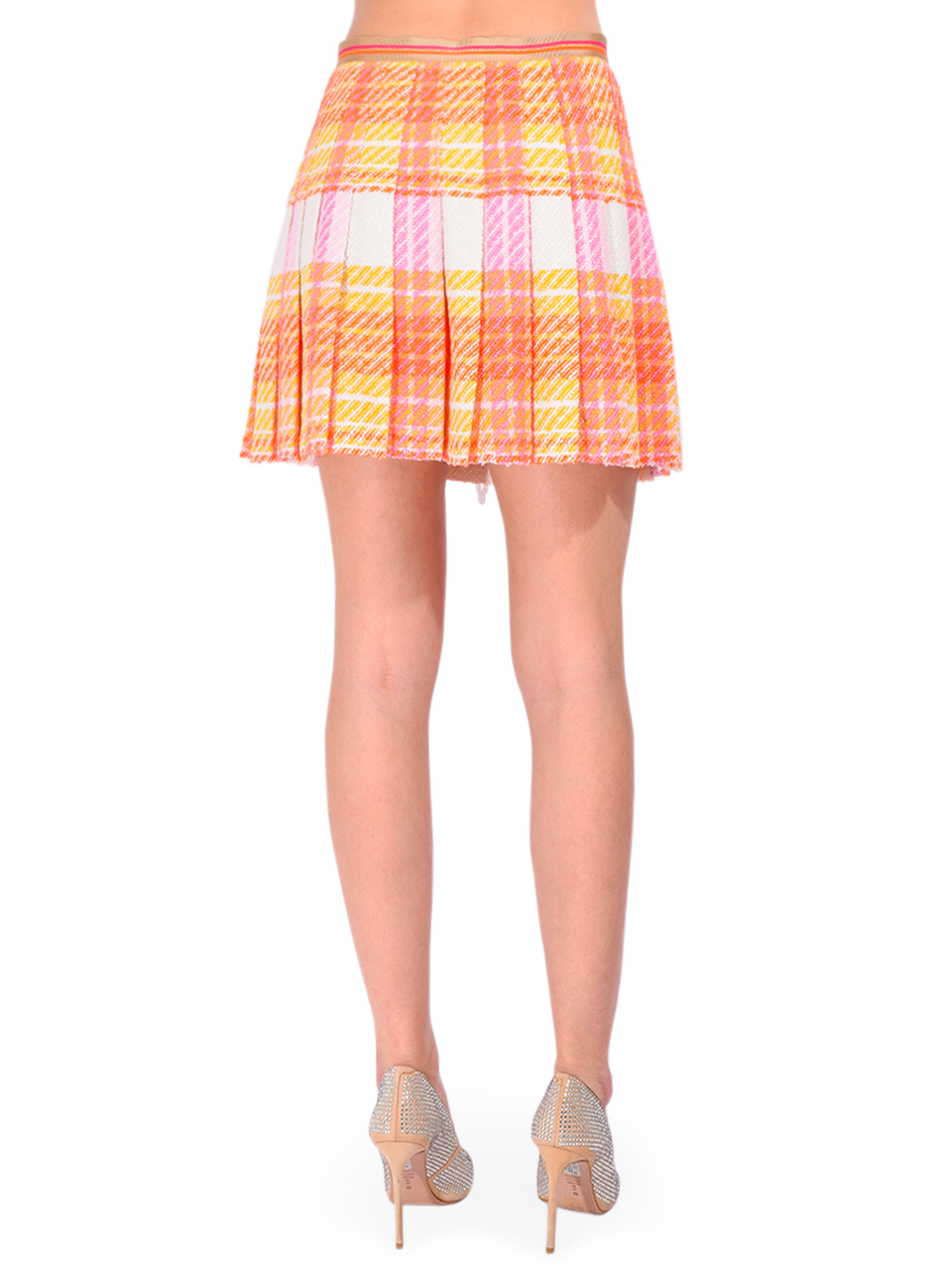 ANNA SUI Capri Plaid Kilt in Lemon Multi Back View 