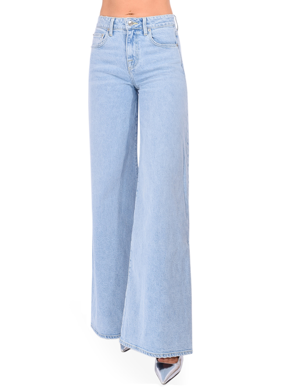 SIMKHAI Greer Super Wide Leg Jean in Santorini Front View 