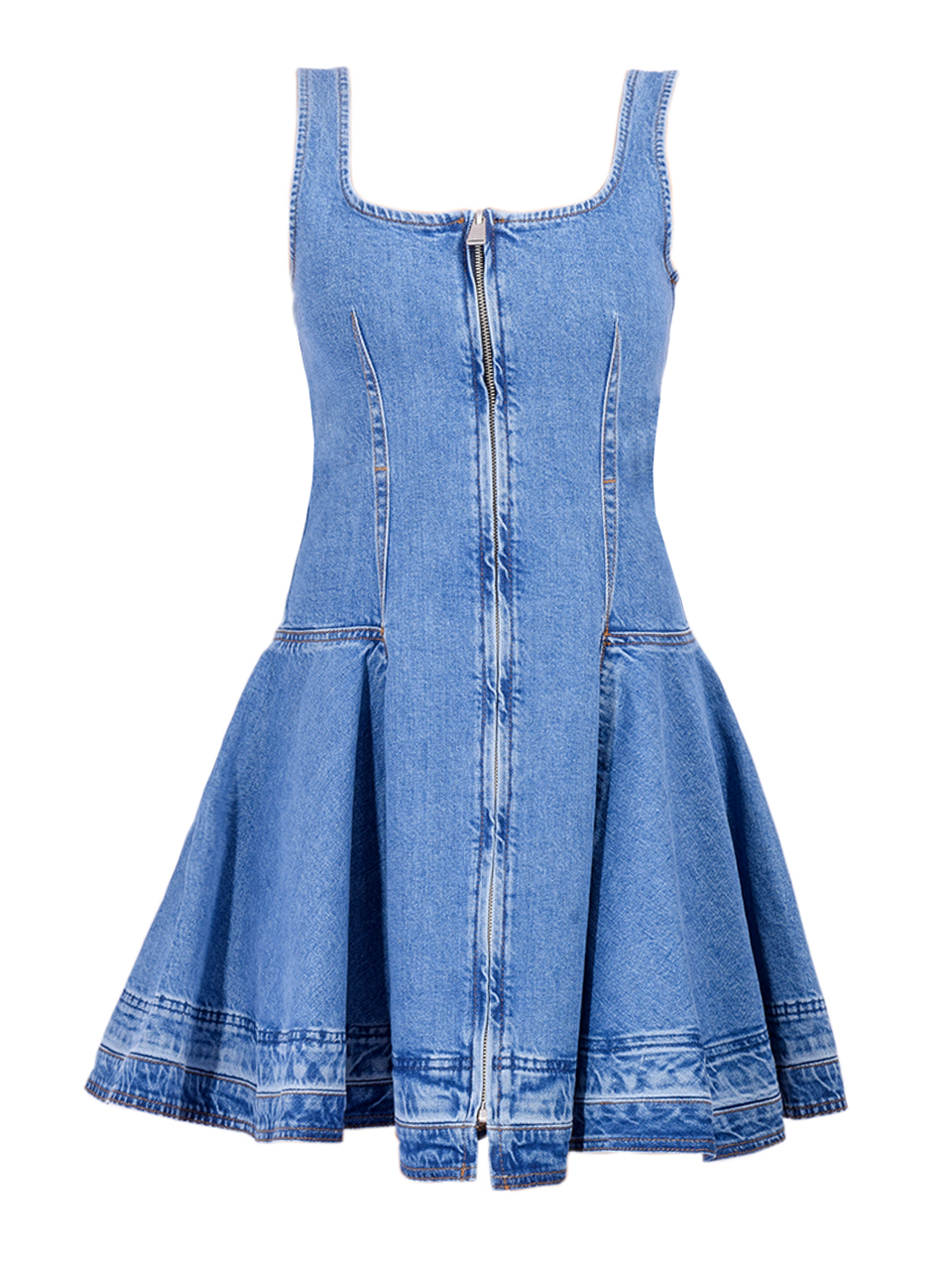 SIMKHAI Eleodra Denim Mini Dress in Zanpa Product Shot 

