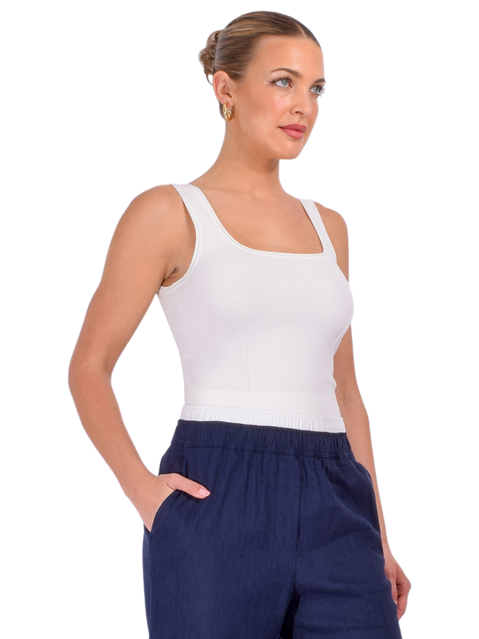 SIMKHAI Ramaina Tank in White Side View 