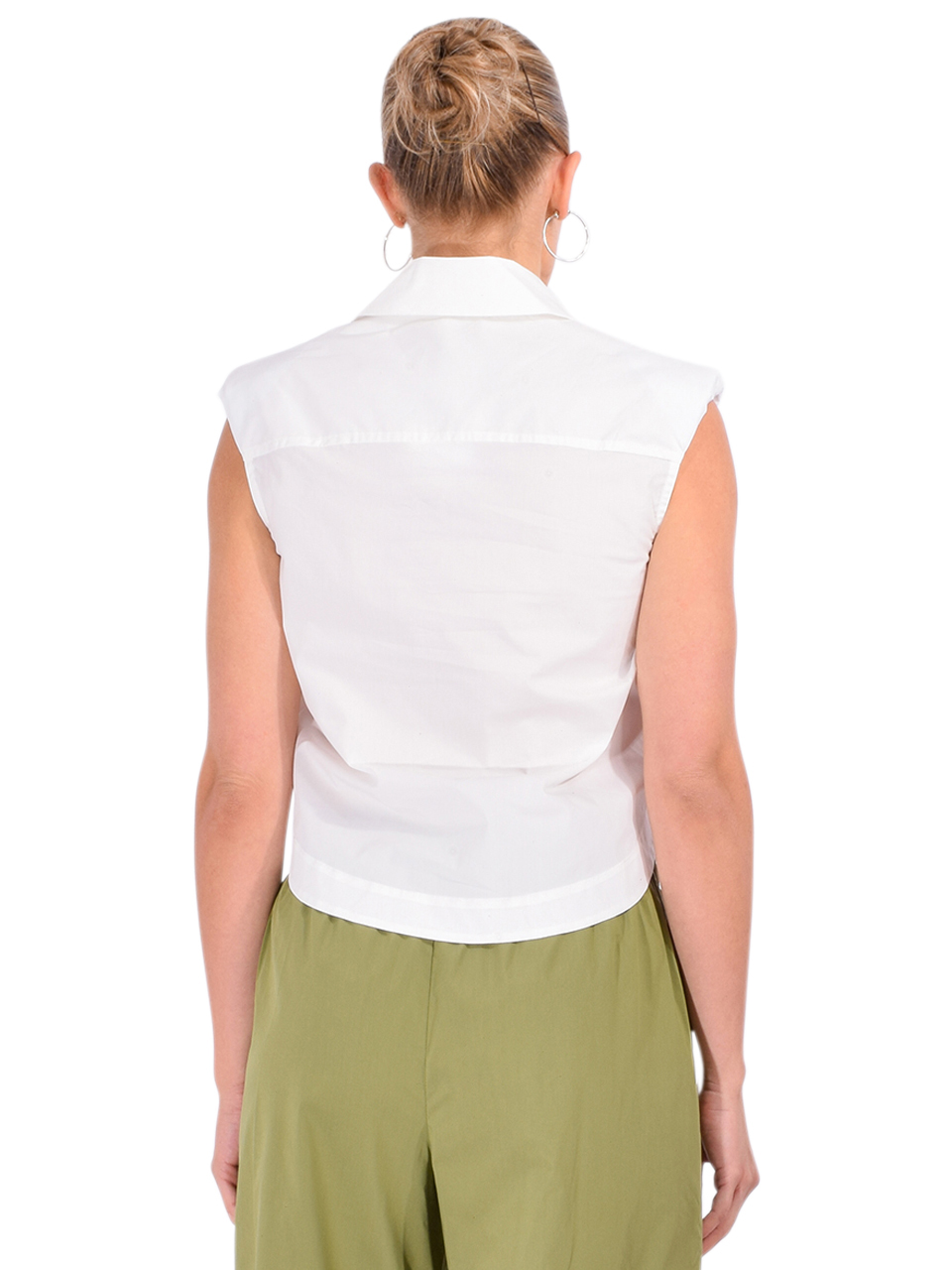SIMKHAI Winslow Cropped Shirt in White Back View 