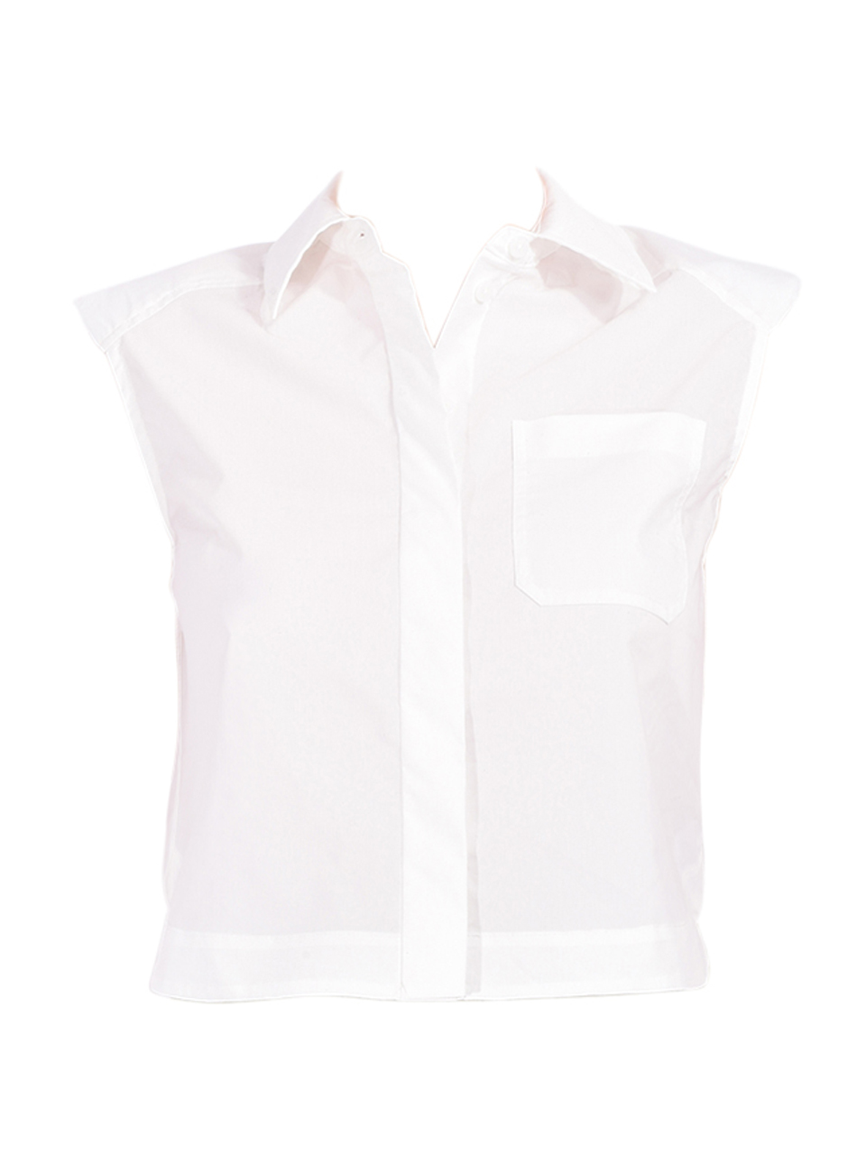 SIMKHAI Winslow Cropped Shirt in White Product Shot 