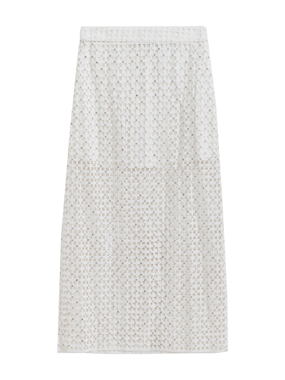 ESSENTIEL ANTWERP Mesh Skirt With Bead Embellishments in White Product Shot 