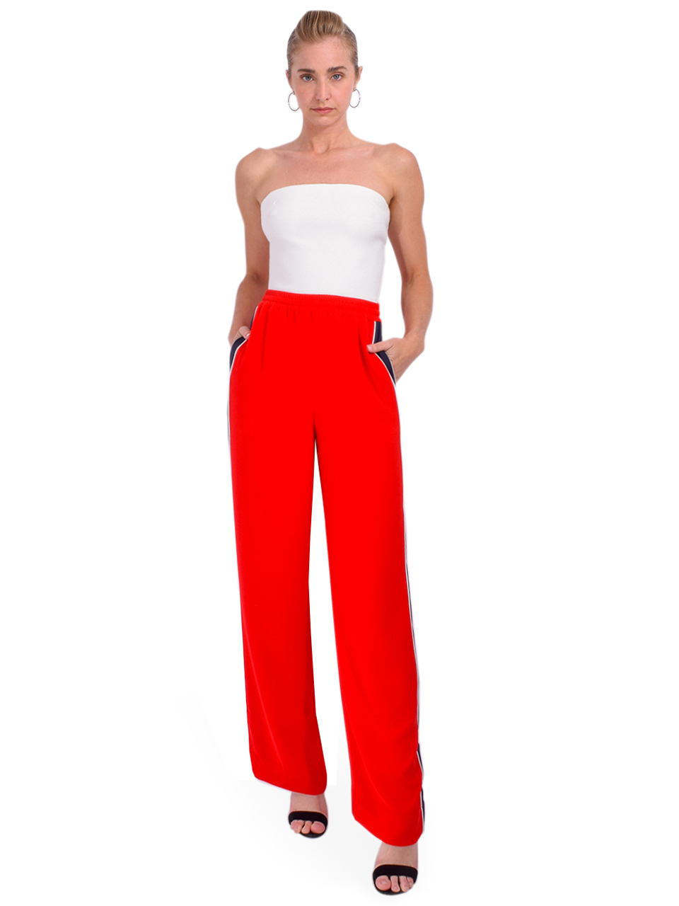 ESSENTIEL ANTWERP Hazelnut Track Pants in Red Full Outfit 