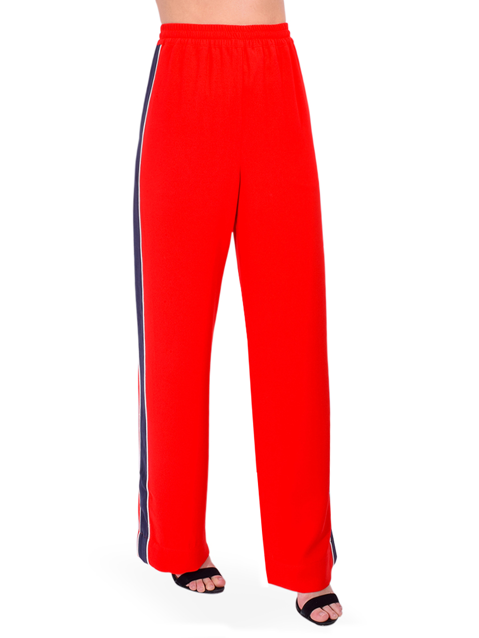 ESSENTIEL ANTWERP Hazelnut Track Pants in Red Side View 