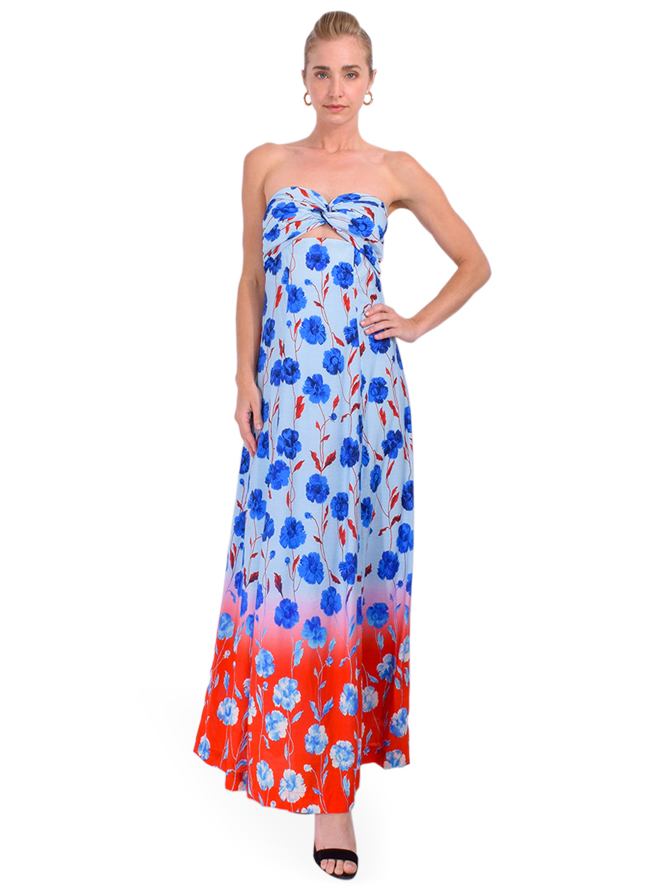 ESSENTIEL ANTWERP Heorgia Strapless Midi Dress in Blue Front View 2