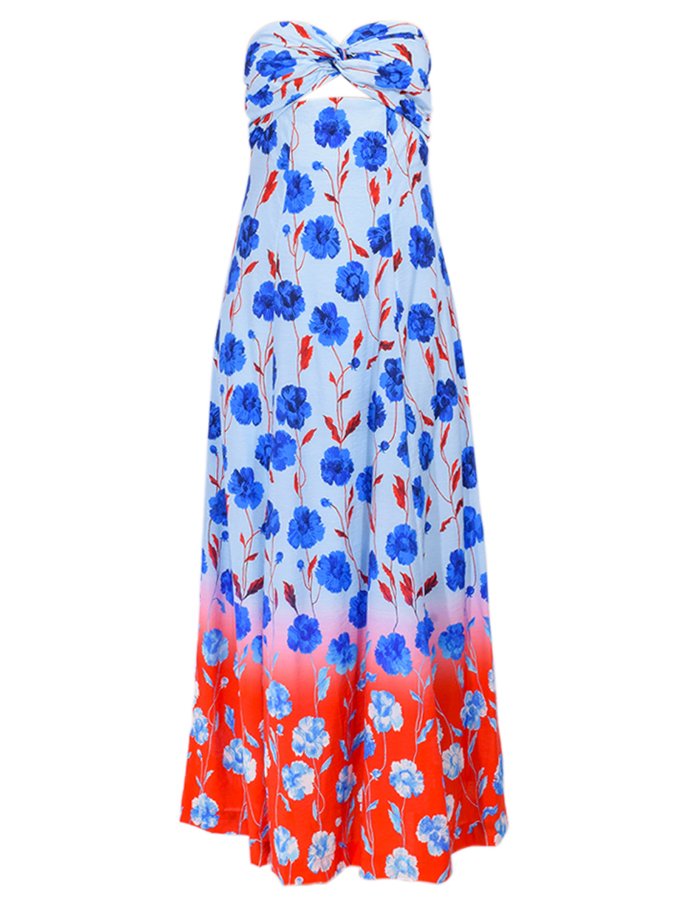 ESSENTIEL ANTWERP Heorgia Strapless Midi Dress in Blue Product Shot 