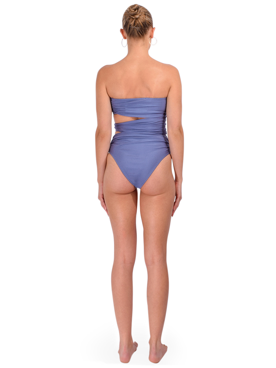 LAMARQUE Mekhi One-Piece Swimsuit in Slate Blue Back View 