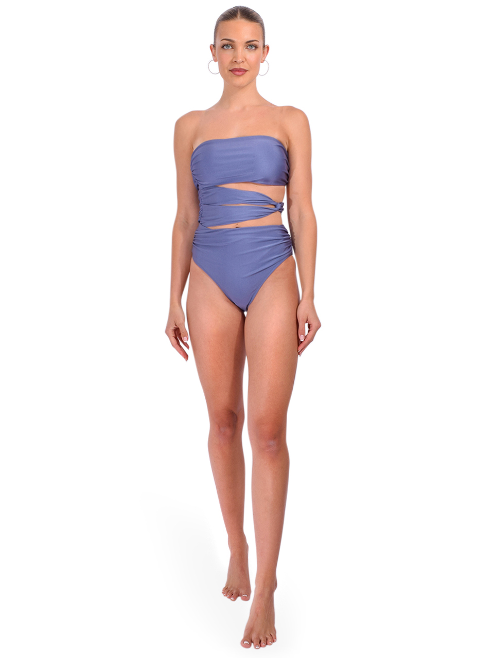 LAMARQUE Mekhi One-Piece Swimsuit in Slate Blue Front View 1