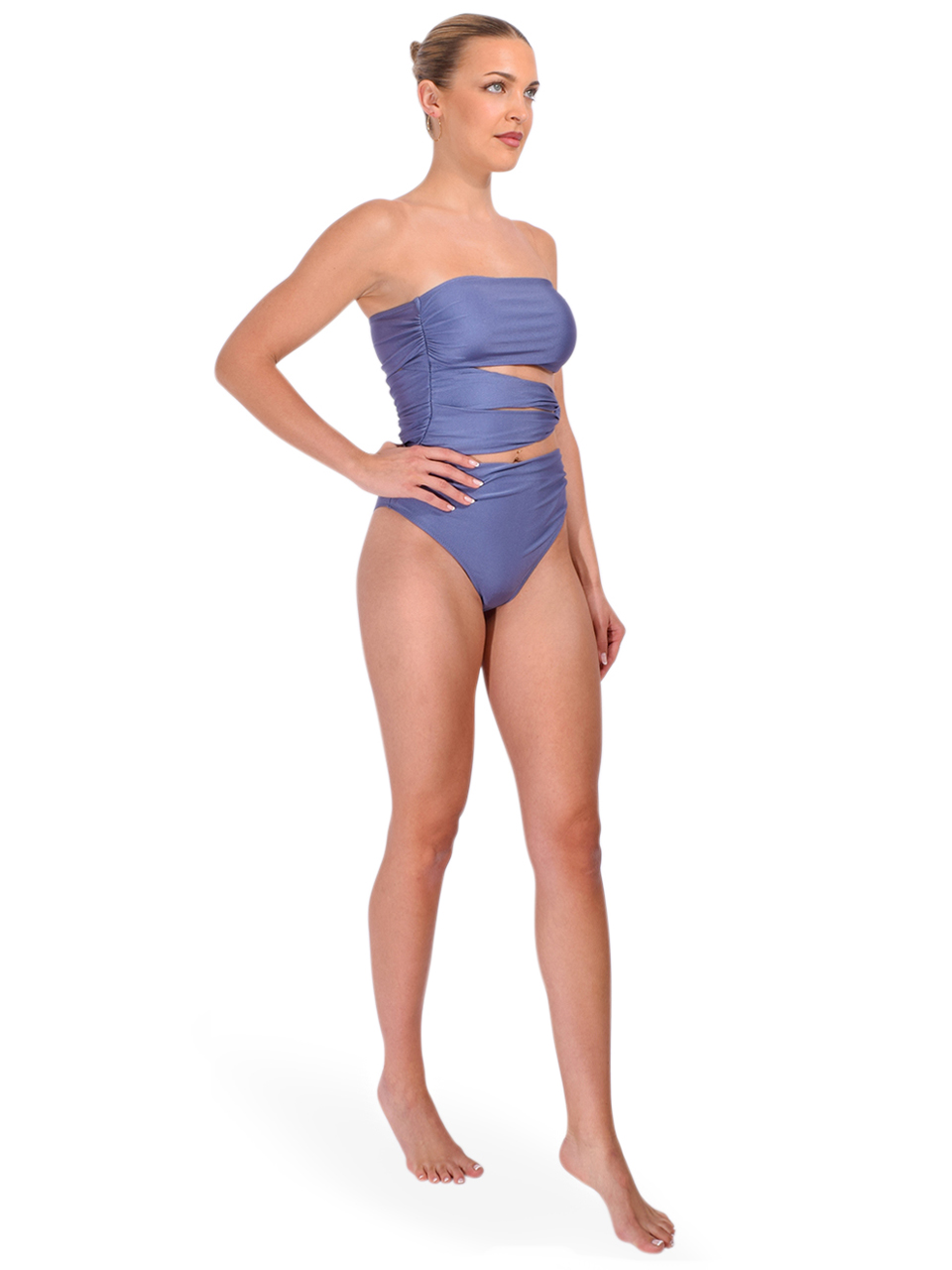 LAMARQUE Mekhi One-Piece Swimsuit in Slate Blue Side View 