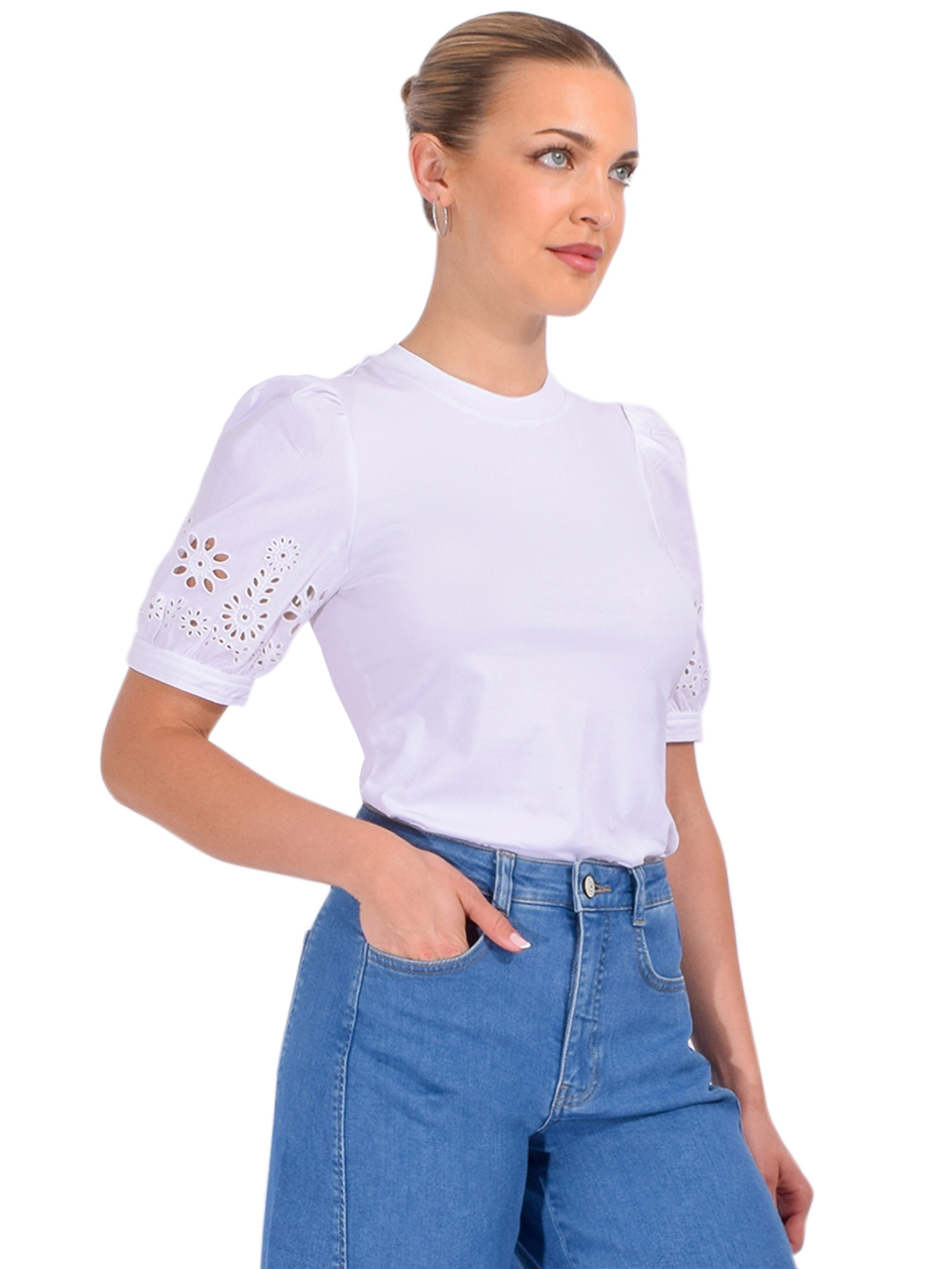 Cinq à Sept Embroidered Mazie Eyelet Coria Top in White Side View 