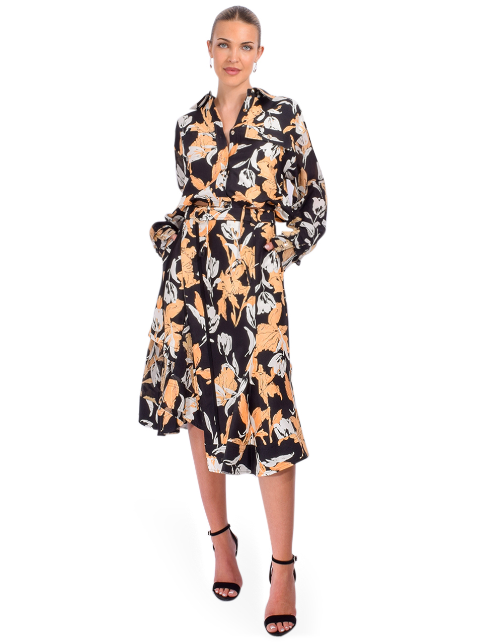 3.1 Phillip Lim Joyful Tulips Cropped Shirt Jacket in Midnight Multi Full Outfit 