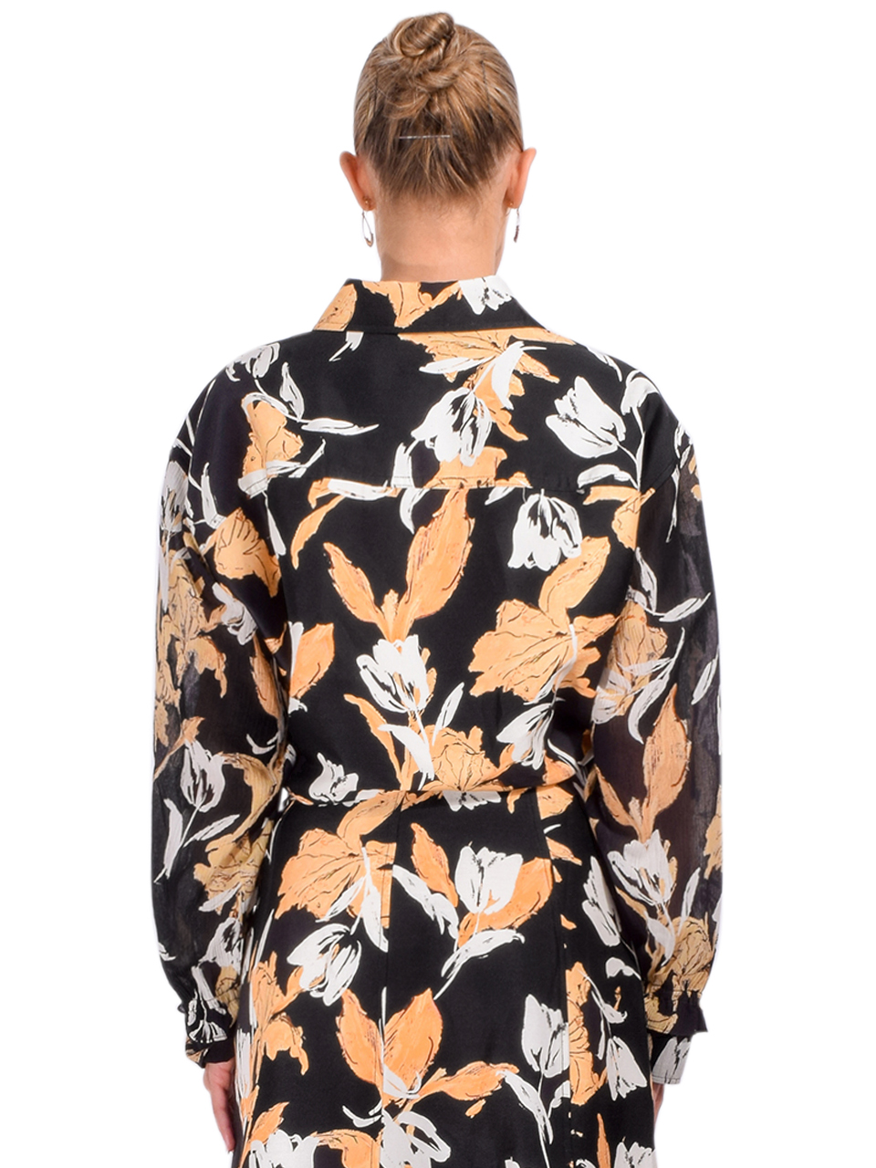 3.1 Phillip Lim Joyful Tulips Cropped Shirt Jacket in Midnight Multi Back View 

