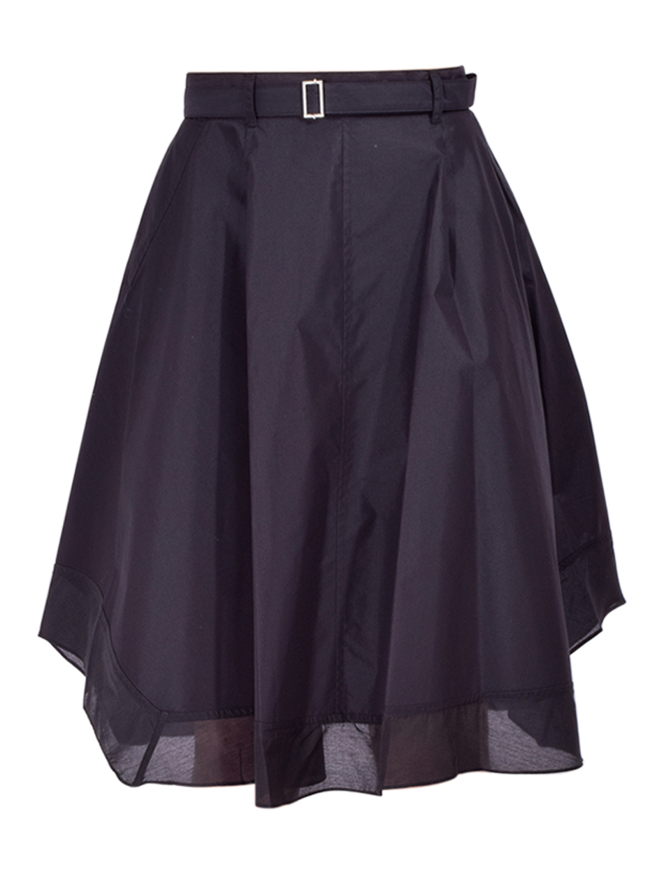 3.1 Phillip Lim Belted Flounce Skirt with Chiffon Combo in Black Product Shot 
