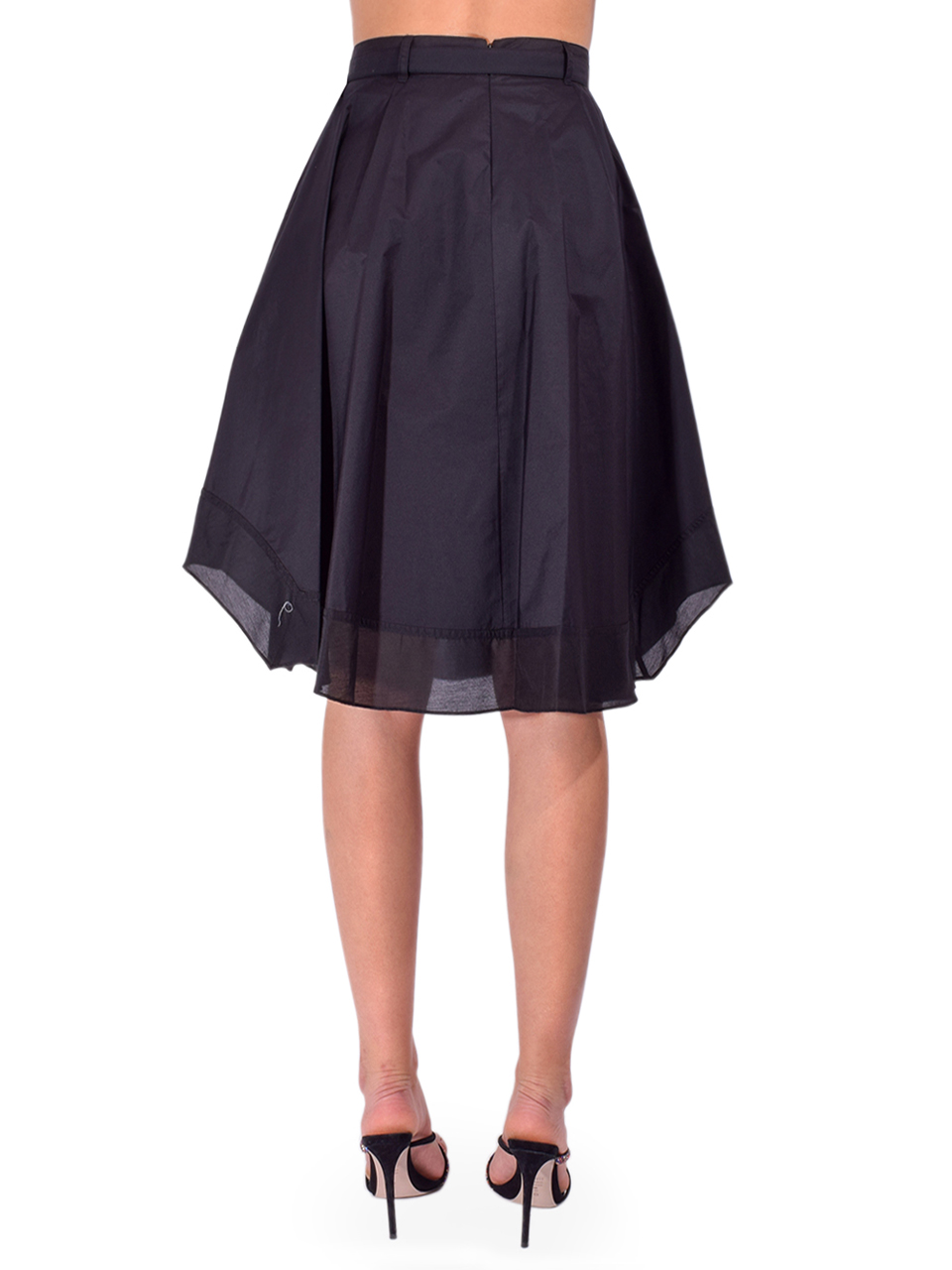 3.1 Phillip Lim Belted Flounce Skirt with Chiffon Combo in Black Back View 


