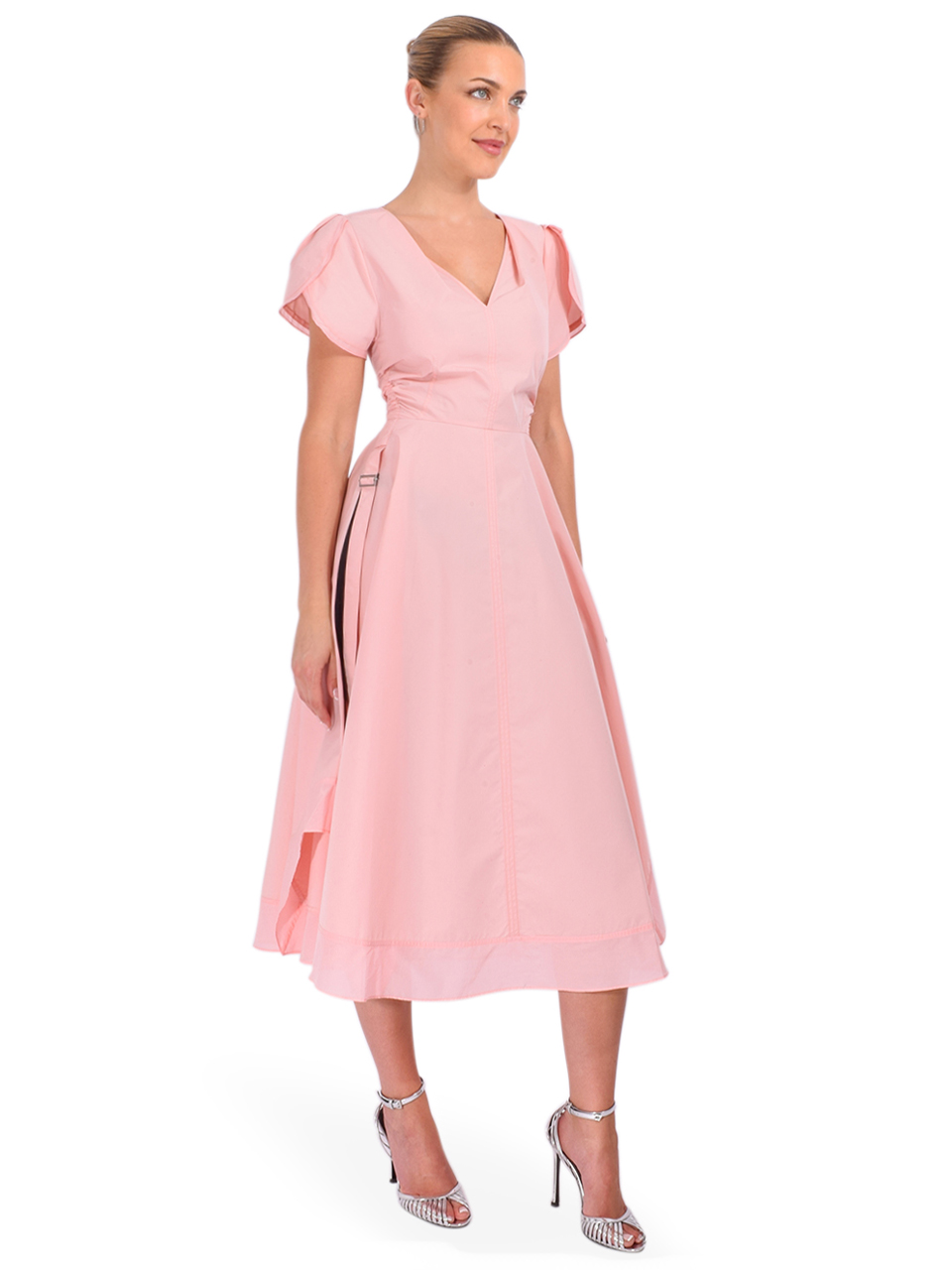 3.1 Phillip Lim Tulip Sleeve V-Neck Dress in Petal Side View 