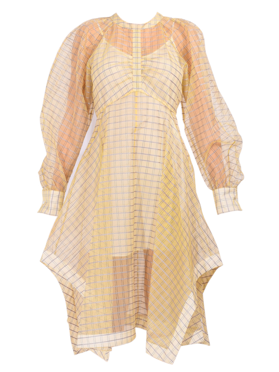 3.1 Phillip Lim Plaid Organza Flounce Hem dress in Hay Multi