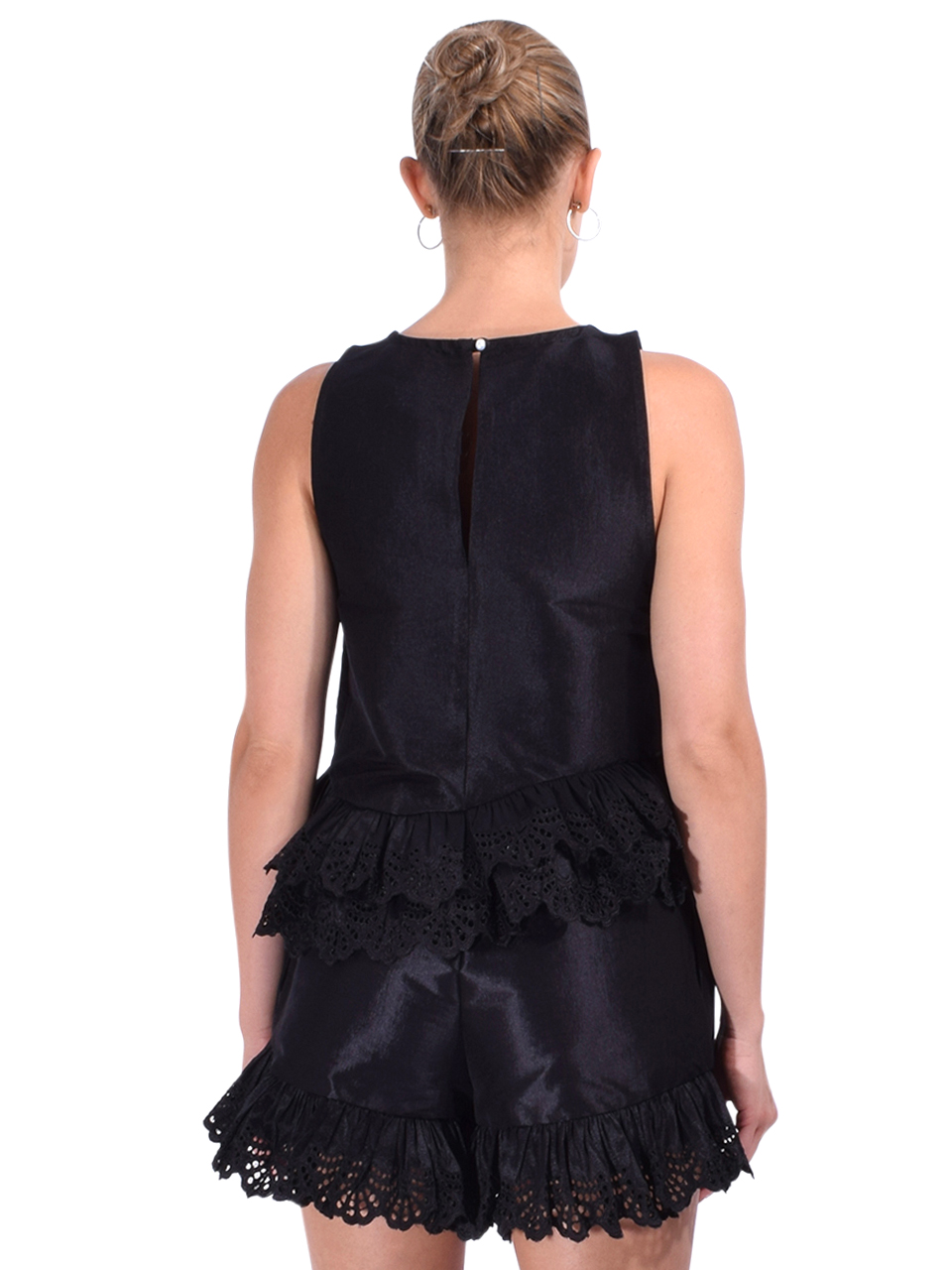 KIKA VARGAS Li Top in Black Taffeta Back View 