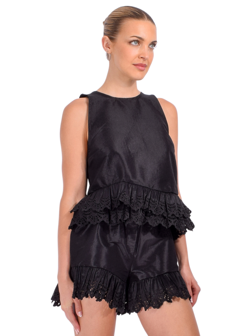 KIKA VARGAS Li Top in Black Taffeta Side View 