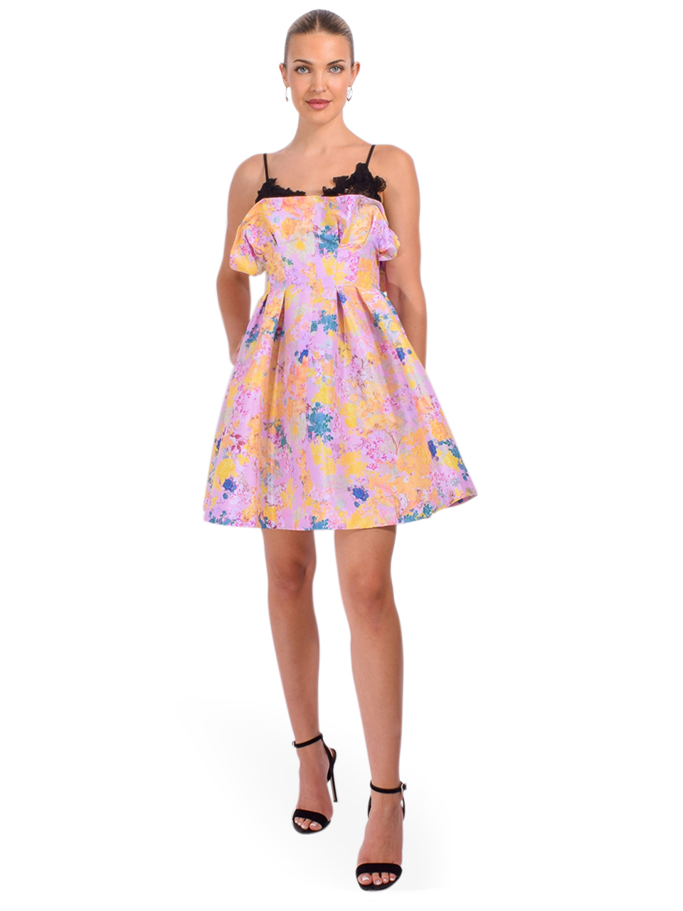 KIKA VARGAS Odile Dress in Pink Orchid Taffeta Front View 1