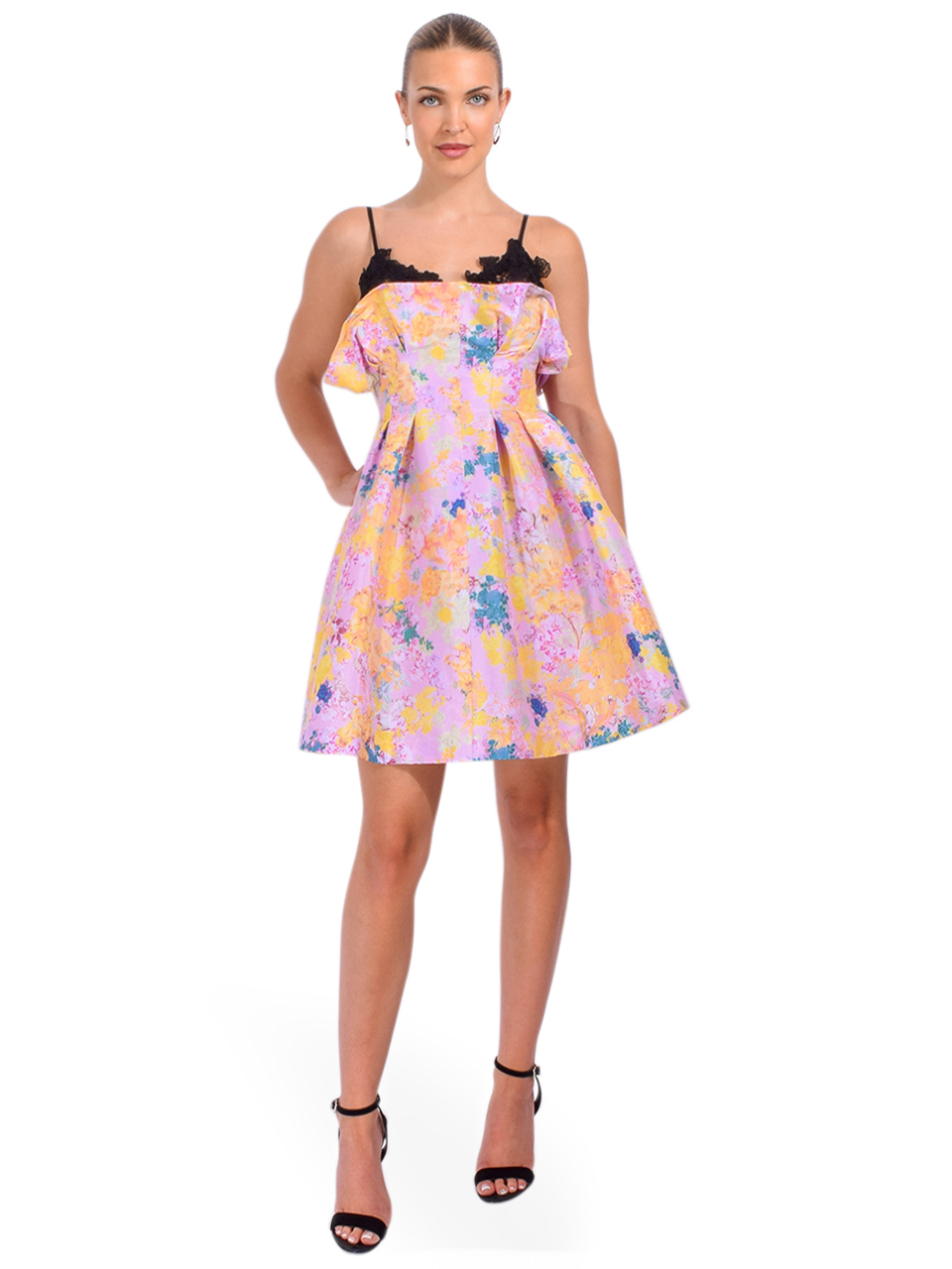 KIKA VARGAS Odile Dress in Pink Orchid Taffeta Front View 2