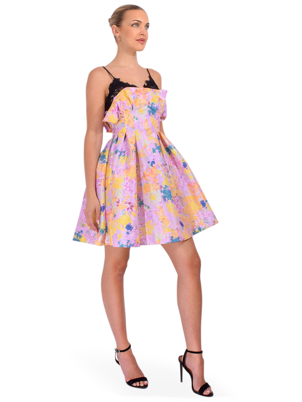 KIKA VARGAS Odile Dress in Pink Orchid Taffeta Side View 