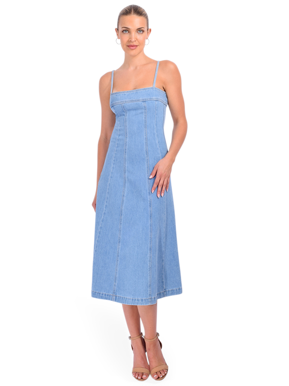 L'AGENCE Mitzy Denim Dress in Le Grand Front View 1