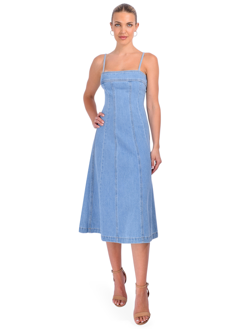 L'AGENCE Mitzy Denim Dress in Le Grand Front View 2