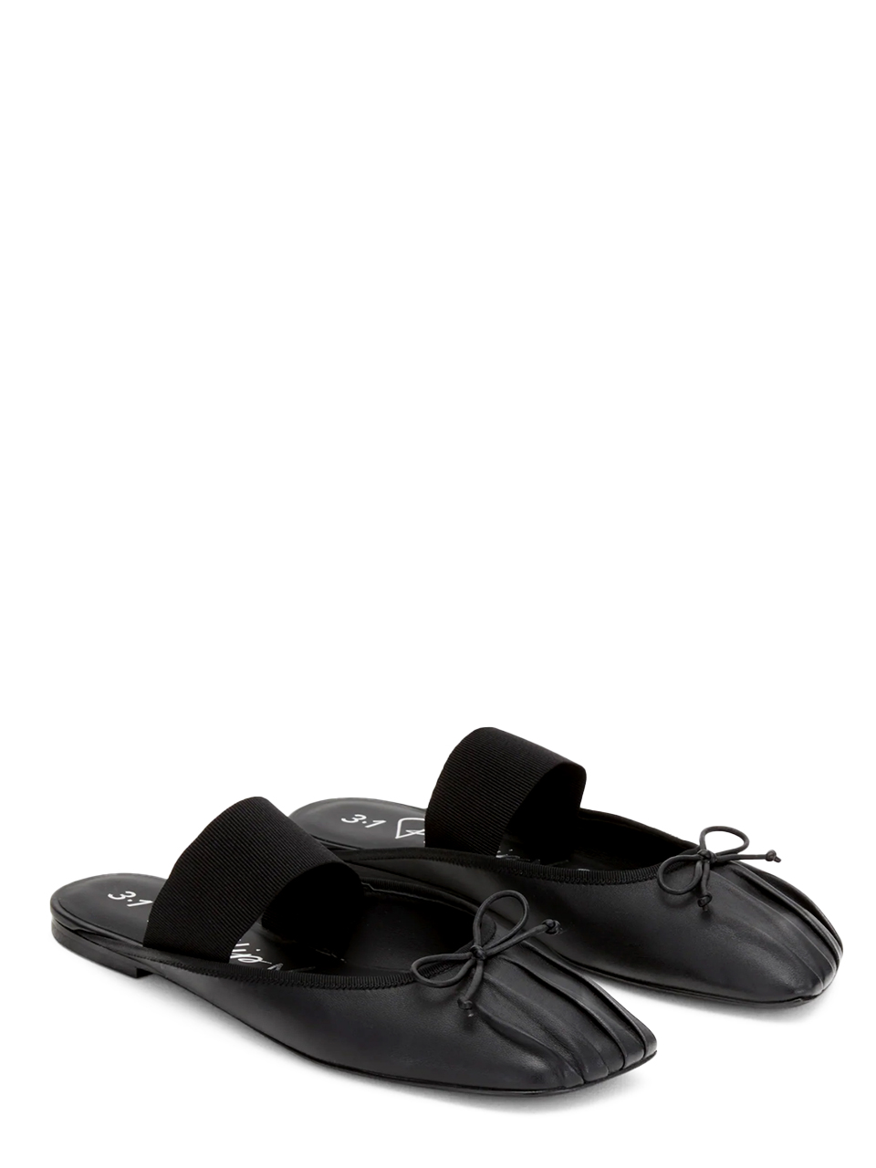 3.1 Phillip Lim ID Ballerina Mule in Black Front Side View 

