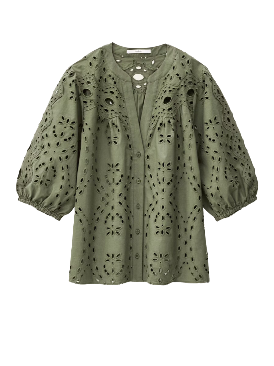 BA&SH Beatrice Eyelet Shirt in Kaki

