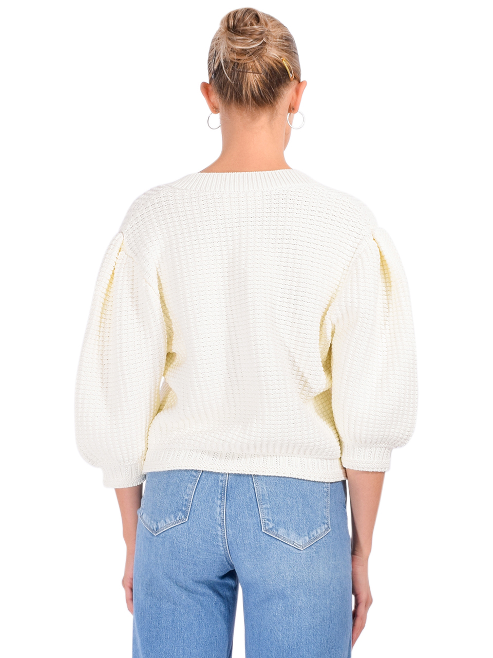 Ba&sh Garance Cardigan in Ecru Back View 