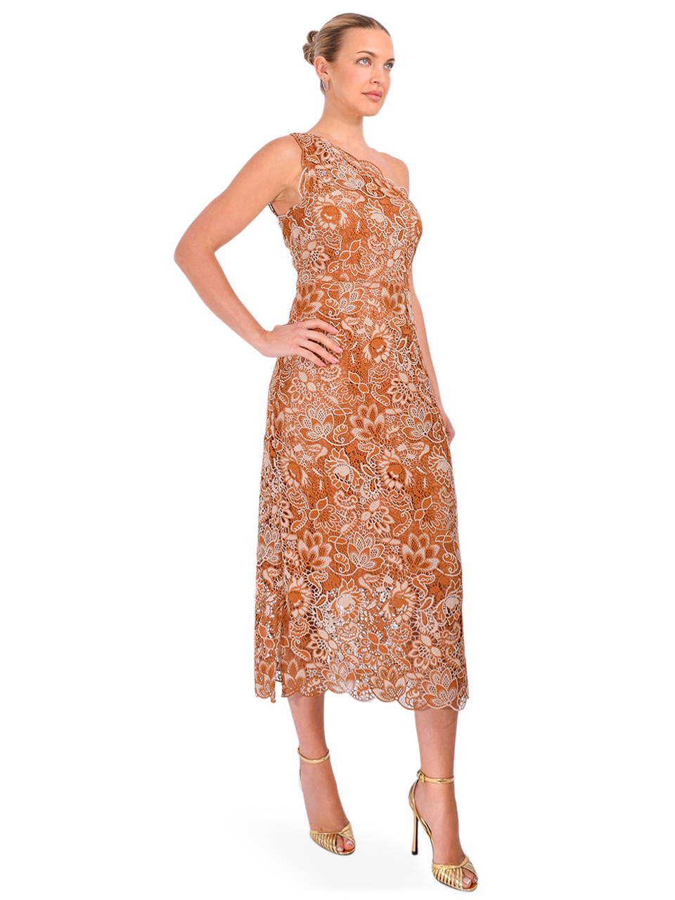 CAMI NYC Sintra Crochet Dress in Brown Side View 