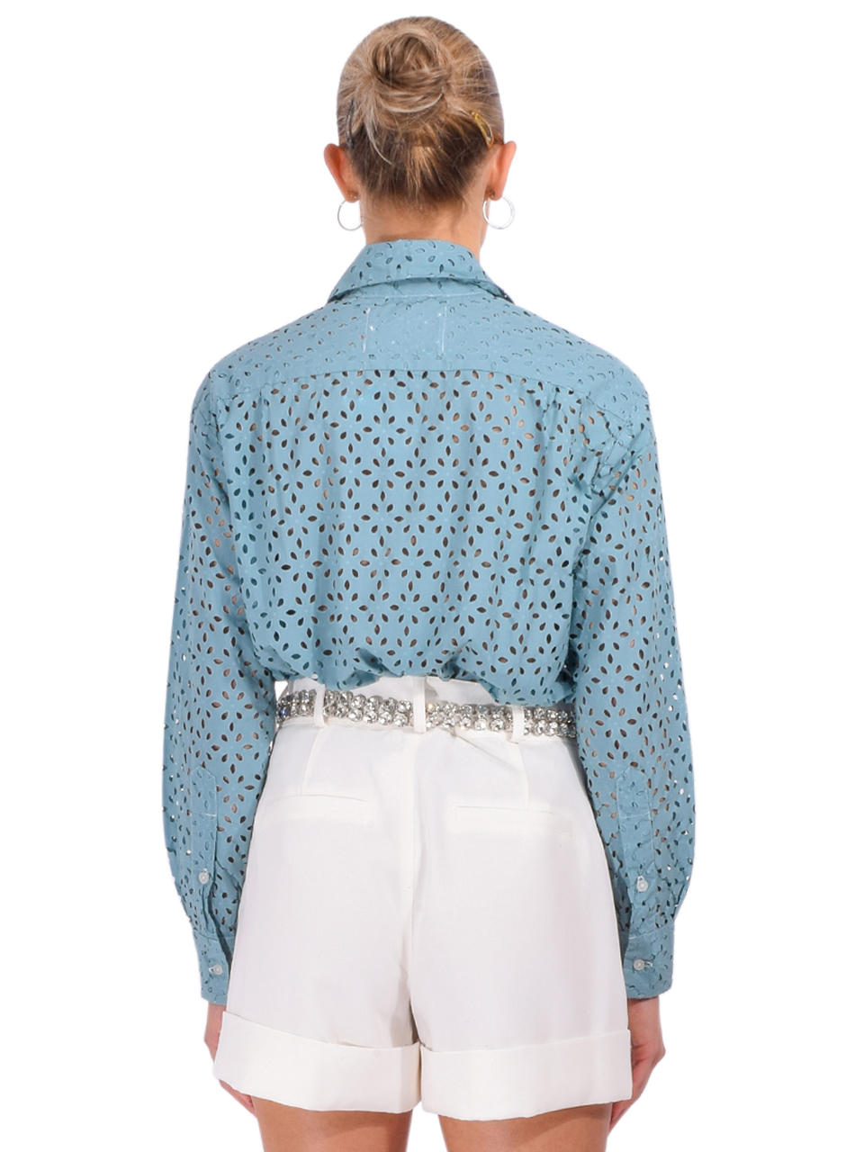 CISSA The Daily Shirt in Cotton Ether Eyelet Back View 
