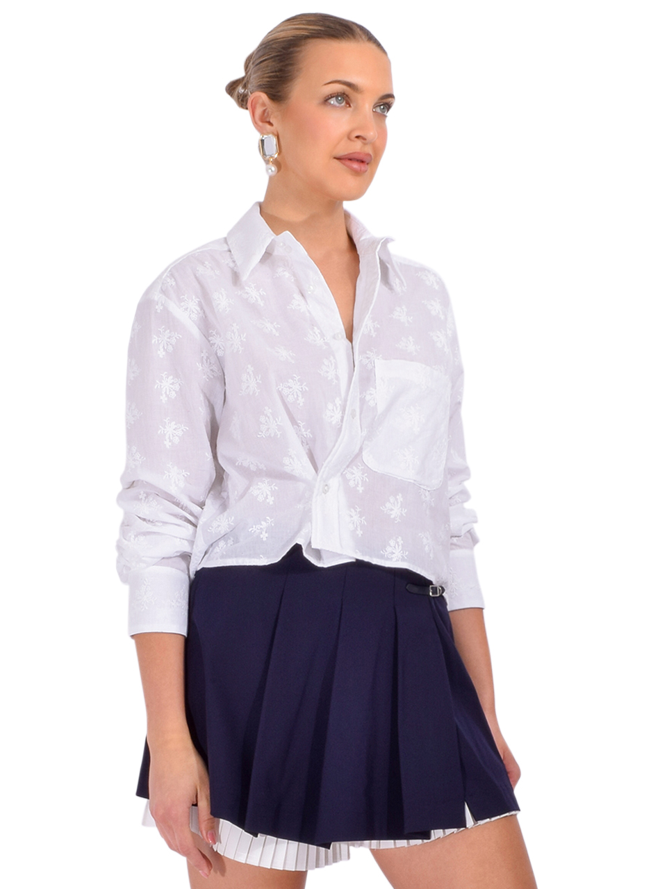 CISSA The Shorty Shirt in White Bouquet Side View 