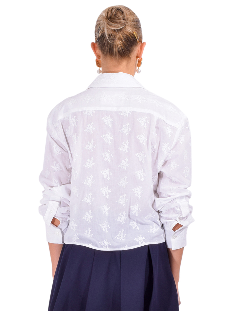 CISSA The Shorty Shirt in White Bouquet Back View 